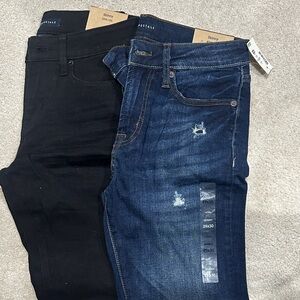 Aeropostale Men's Skinny Jeans - Black and Dark Blue